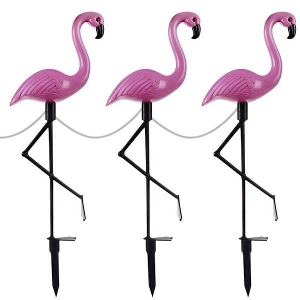 Solcellsdrivna Trädgårdslampor - Flamingo - 3 st Rosa
