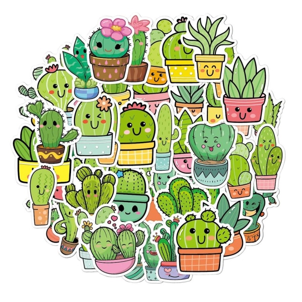 Klistermærker - kaktusser - 50 stk Multicolor