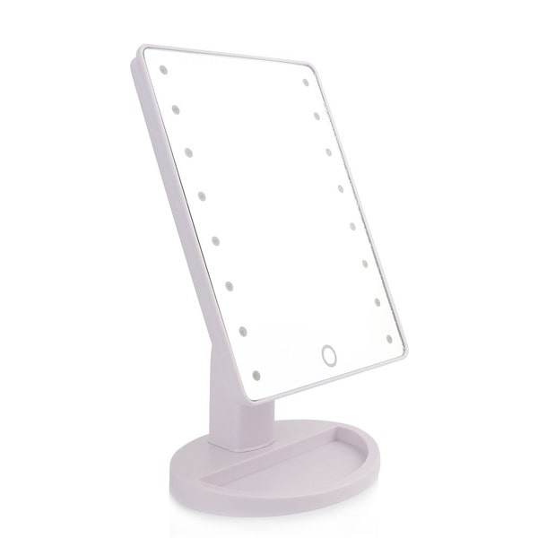 Portabel Roterbar LED Sminkspegel, Batteri & USB driven - Vit Vit