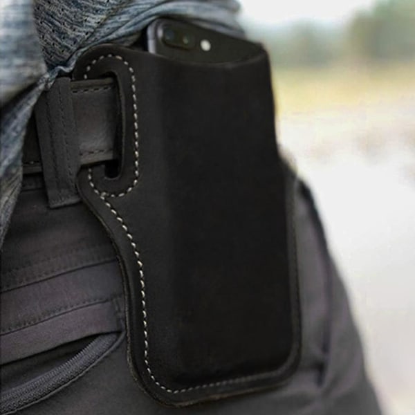 Mobilholder til Bælte, Kunstlæder - Sort Black