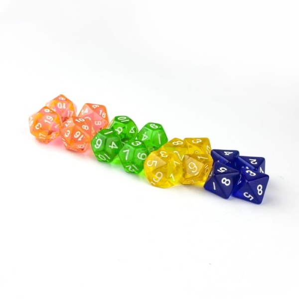 16-pak terninger til Dungeons and Dragons Multicolor