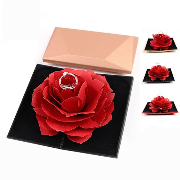 Ringask med 3D Ros i papper - Rosa Rosa