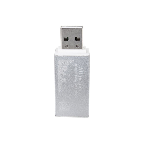 Kompakt USB Minneskortläsare | 4 i 1 Silver