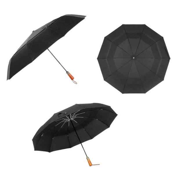 Paraply, Kompakt - 115 cm - Svart Svart