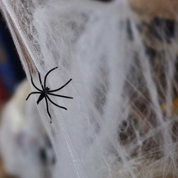 Utsträckbar Spindelväv, Dekoration - Halloween Vit