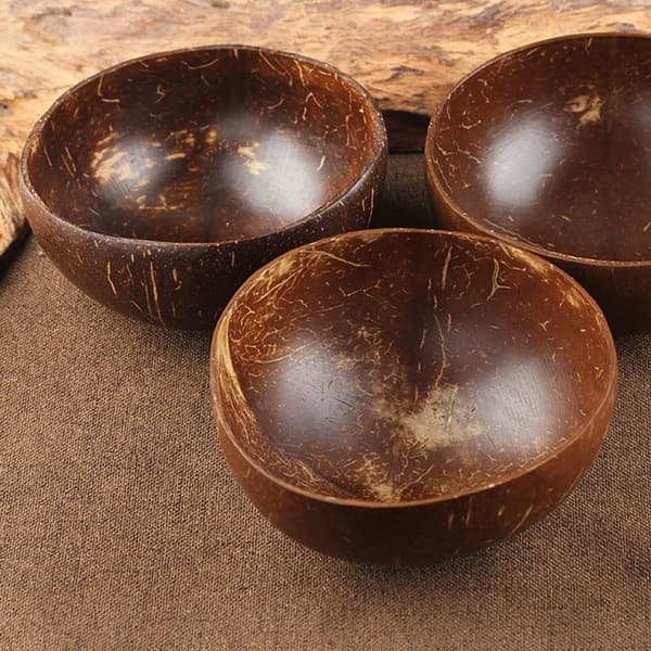 Kulho kookospähkinän kuorta, 4 kpl Brown
