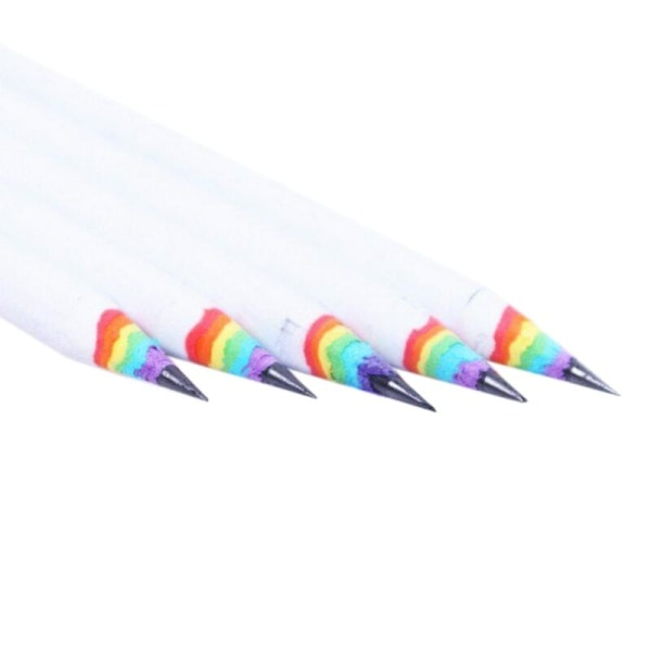 10x Blyertspennor med Regnbågsfärger - Vit Vit