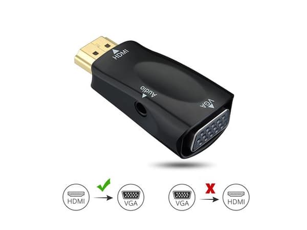 HDMI til VGA med Audio Input - Mini Black