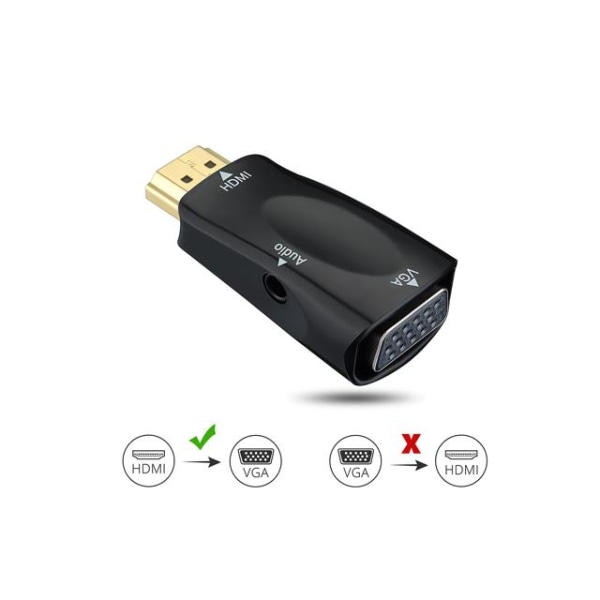 HDMI VGA Adapteriin Audiotulolla - Mini Black