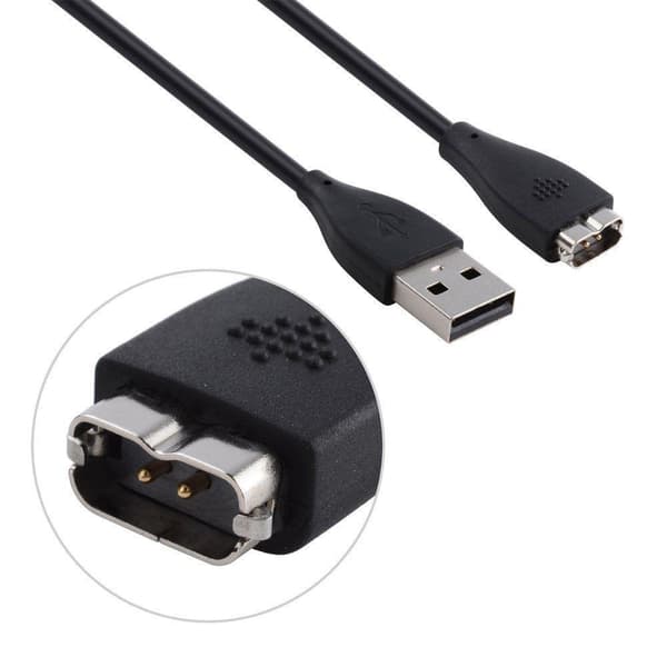 Fitbit Charge HR kompatibel USB Opladerkabel (28 cm) - Sort Black