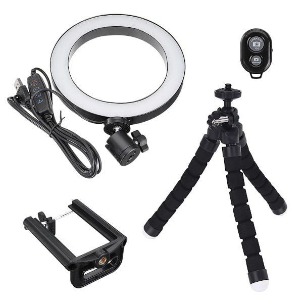 Selfie-lampa/Ring light (20 cm) med formbart stativ multifärg