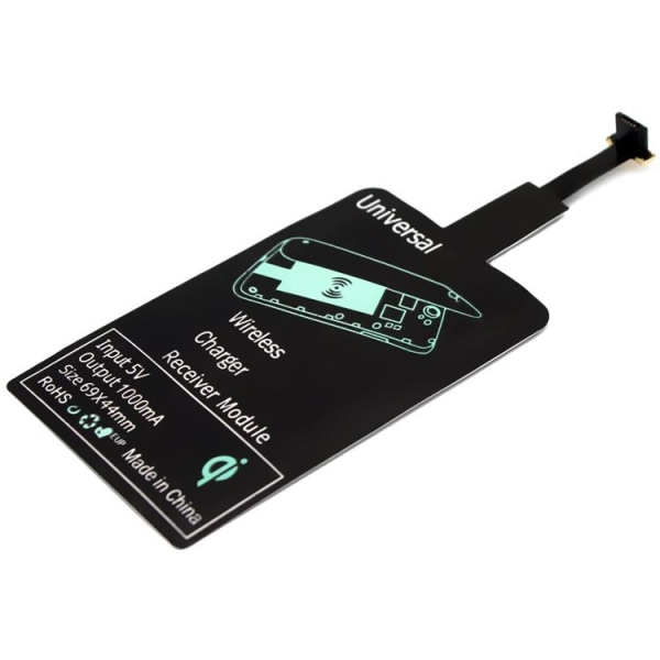Qi Adapter - Trådløs Modtager for Oplading til Micro-USB - Sort Black