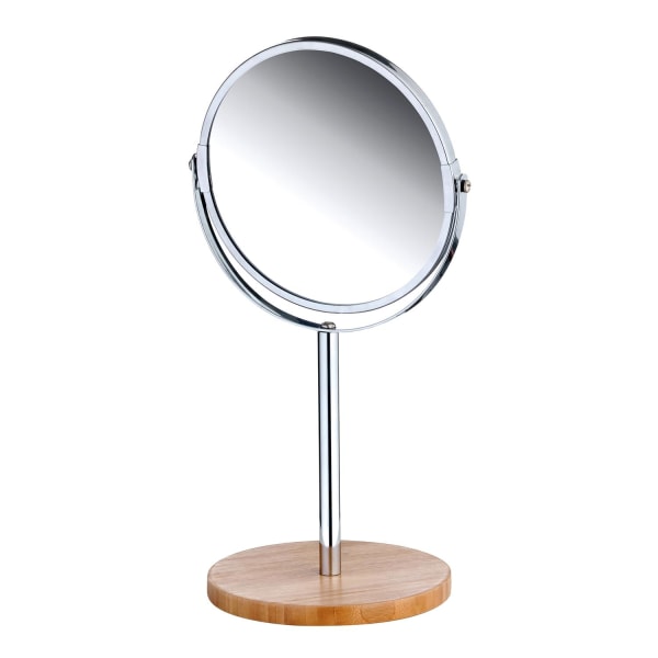 Dobbeltsidet Spejl med Bambusstativ Silver