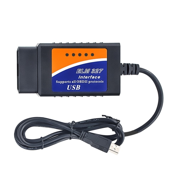 ELM327 / ELM 327 / OBD2 USB Bildiagnostik Felkodsläsare Svart