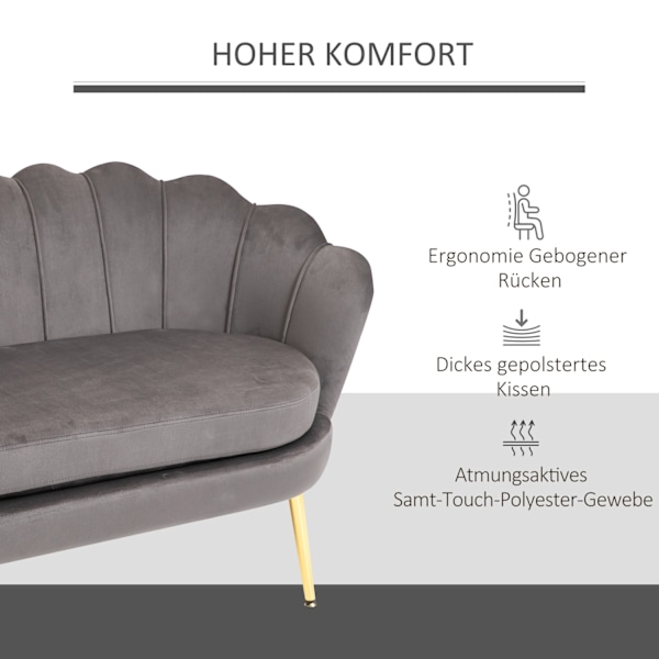 Elegant 2-personers stofsofa i fløjlspolyester