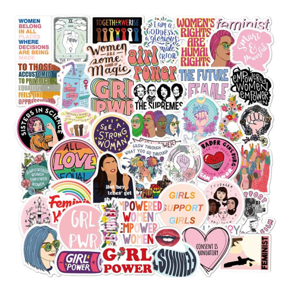Klistermærker - Girl Power - 50 stk Multicolor