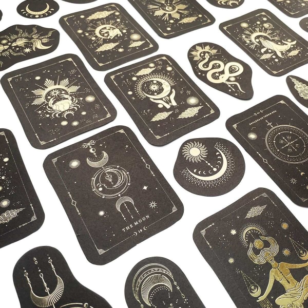Klistermærker - Tarotkort - guld og sort - 40 stk Black