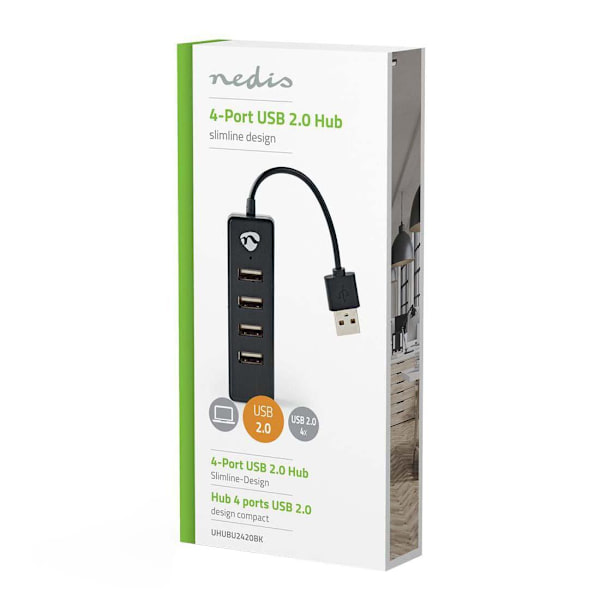 USB-Hub 2.0 - 4x USB-porttipistoke Black