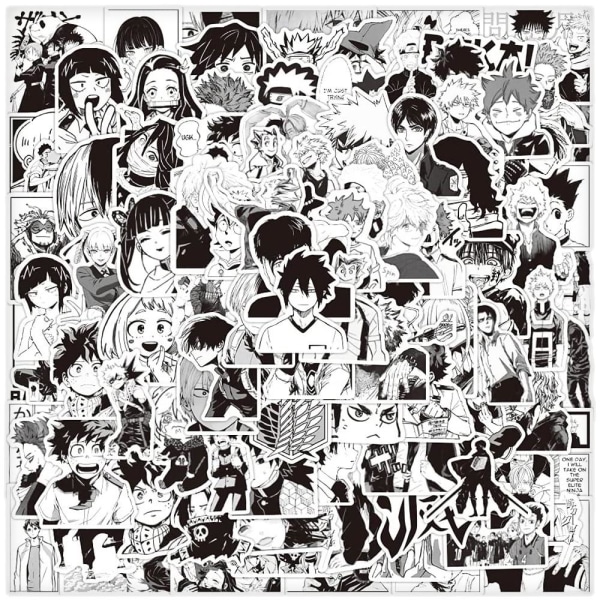Mega Pack -tarroja - anime musta ja valkoinen Multicolor