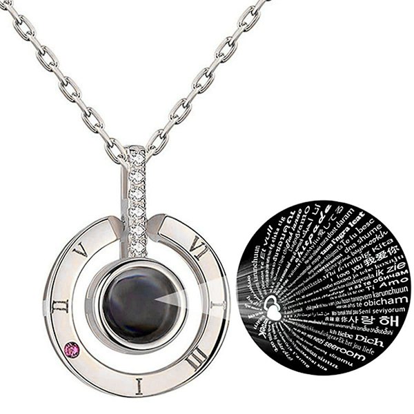 Halsband, I love You på 100 Språk - Silver Silver