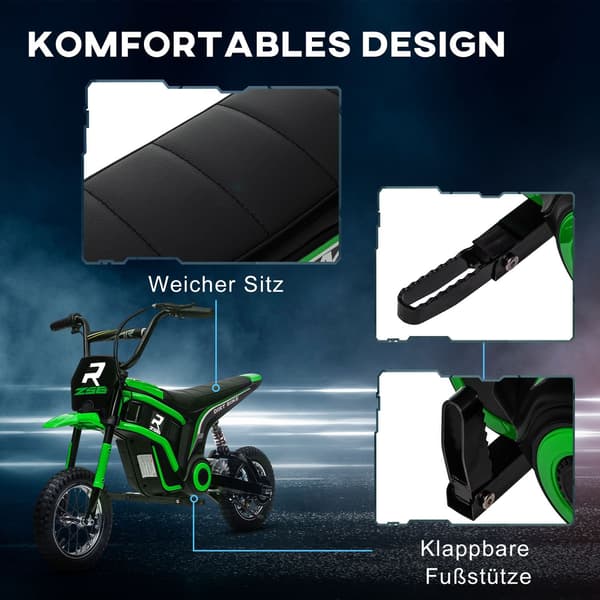 Grön Elmotorcykel för Barn 8-12 år 12V