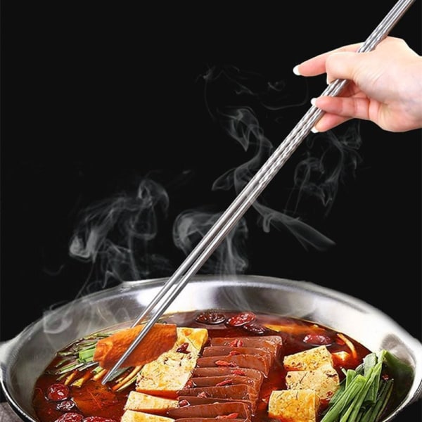 Lange spisepinde / chopsticks i rustfrit stål - 38 cm Silver