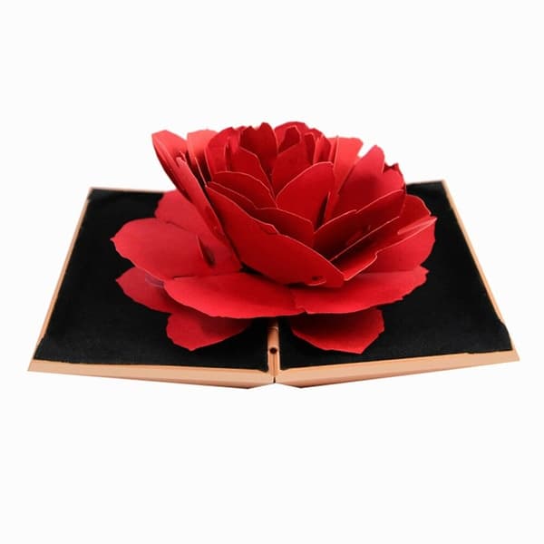 Ringæske med 3D Rose i papir - Lyserød Pink