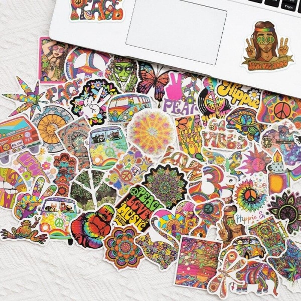 50 Stickers med Psykedeliska Motiv multifärg