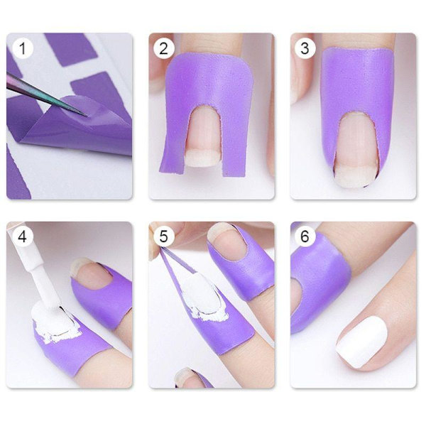Peel off tape til neglelak, U-formet - 10 stk Black