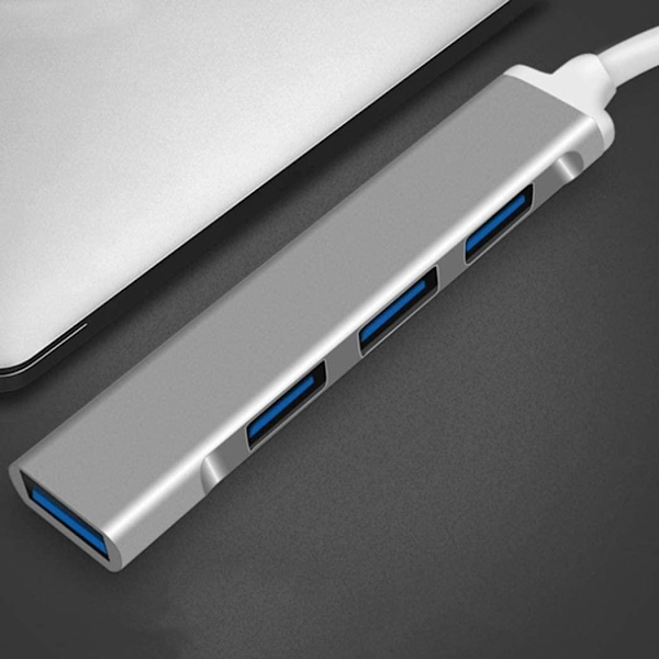 USB-C Hub med 4 Porte - Sølv Silver