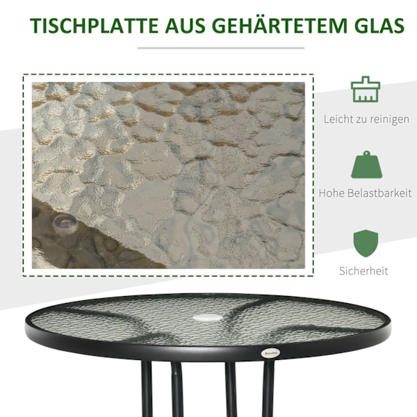 Svart Bistrobord Ø80 cm med Paraplyhål