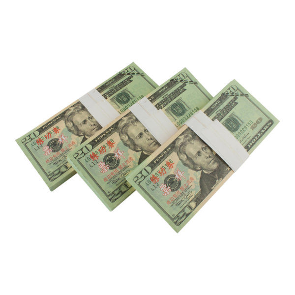 Låtsaspengar - 20 Amerikanska dollar (100 sedlar) grå