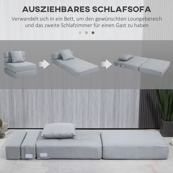 Sammenklappelig sovesofa 2-i-1, Lysegrå Relax stol