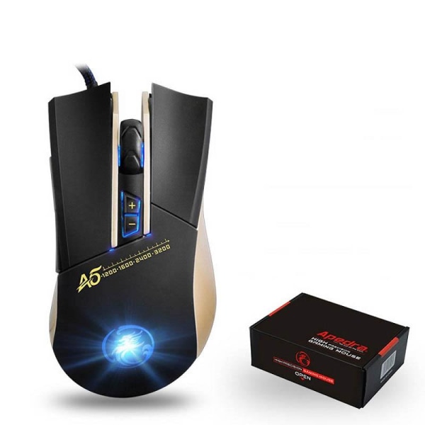 Apedra A5 Korkean Tarkkuuden Optinen LED Gaming Hiiri, 3200 DPI Dark grey