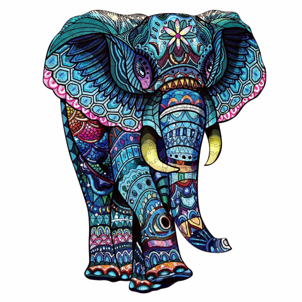 Træpuslespil, 136 brikker - Elefant Multicolor
