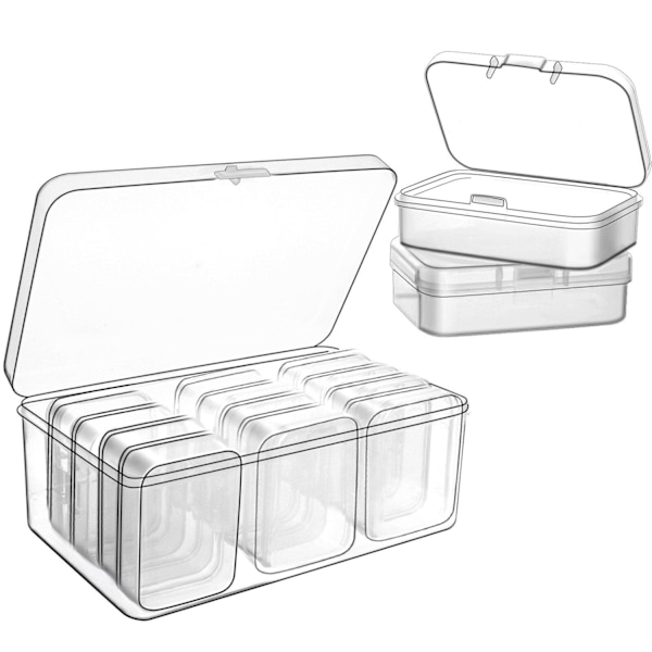 12 Små Förvaringslådor - Plast Transparent