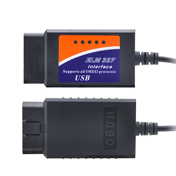 ELM327 / ELM 327 / OBD2 USB Bildiagnostik Felkodsläsare Svart