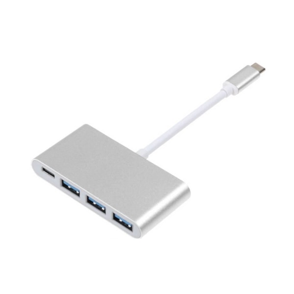 USB-C til USB-C og 3x USB-A Adapter Silver