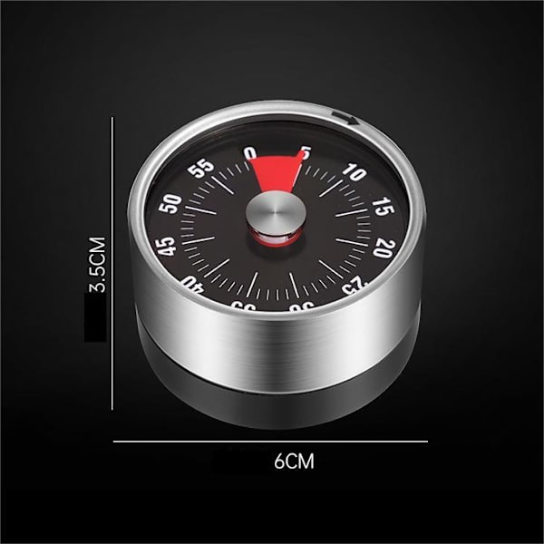 Mekanisk køkkentimer med magnet - sort Black