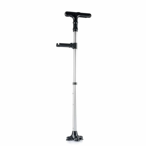 Utdragbar Käpp med LED, Larm och Mekanisk Hand grå