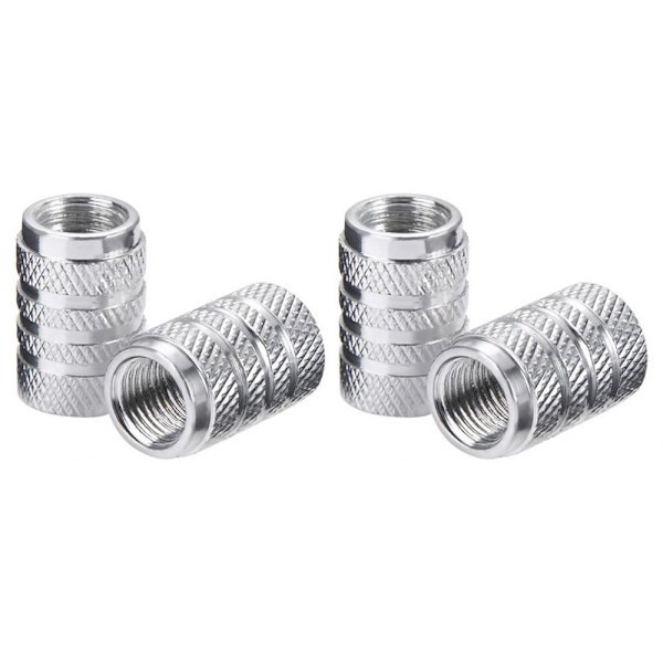 4x ventilhætter til bil, aluminium - sølv Silver