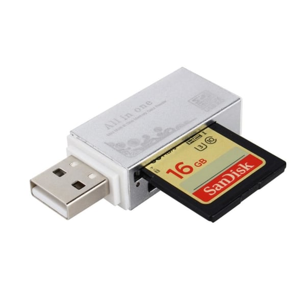 Kompakti USB-muistikortinlukija 4-in-1 Silver