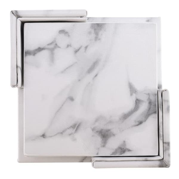 6x Coasters med Holder - Firkant White