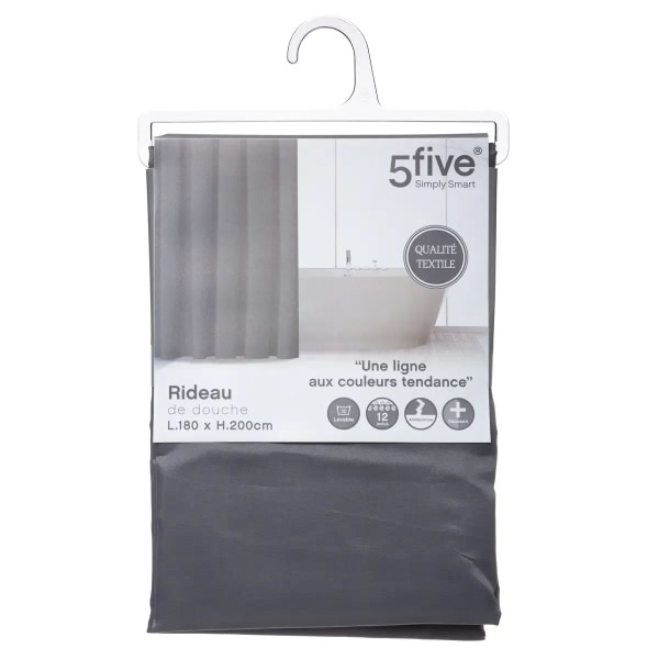 Badeforhæng - polyester - grå Grey