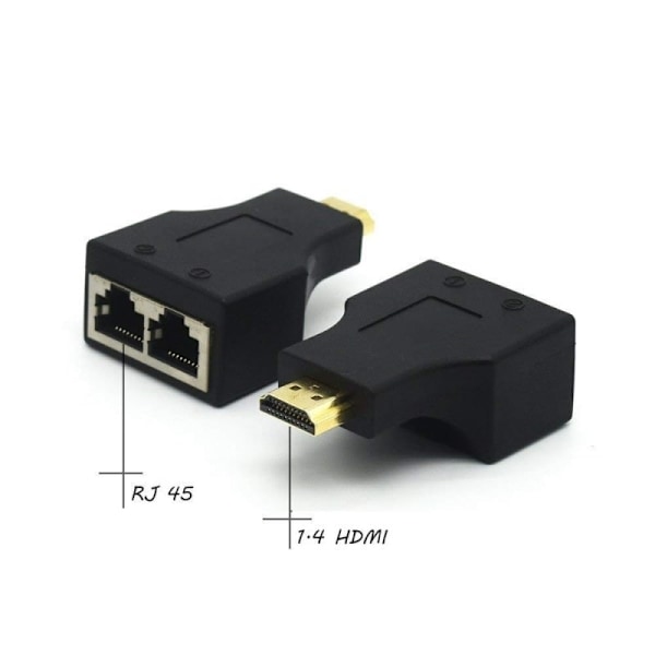 2x HDMI till RJ45 Dual Port Förlängare upp till 30m Svart