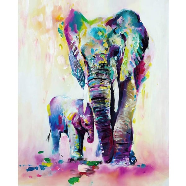 Lærredsplakat, Elefant - 50 x 70 cm Multicolor