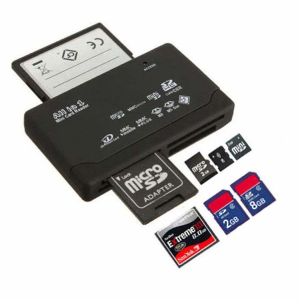 Universal USB Hukommelseskortlæser - Sort Black