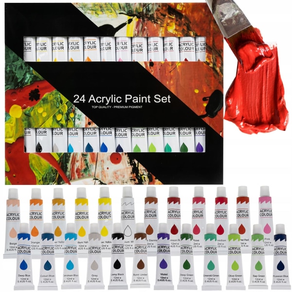 Akrylmaling - 24 stk - 12 ml Multicolor