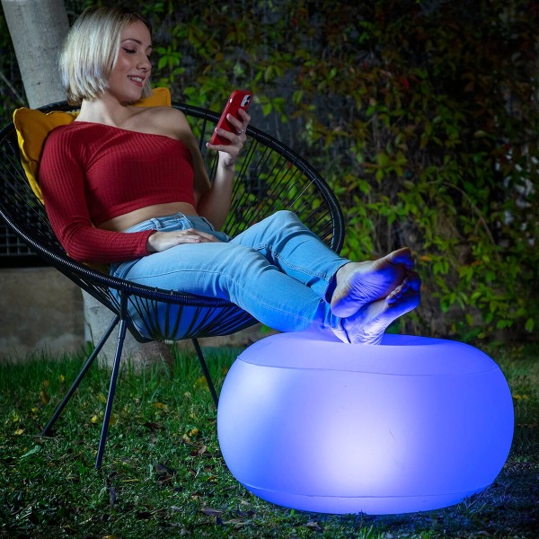 Ilmatäytteinen jakkara LED-valolla - Läpinäkyvä Transparent