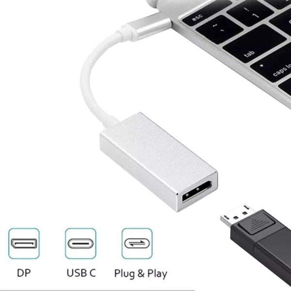 USB-C till Displayport Adapter Silver